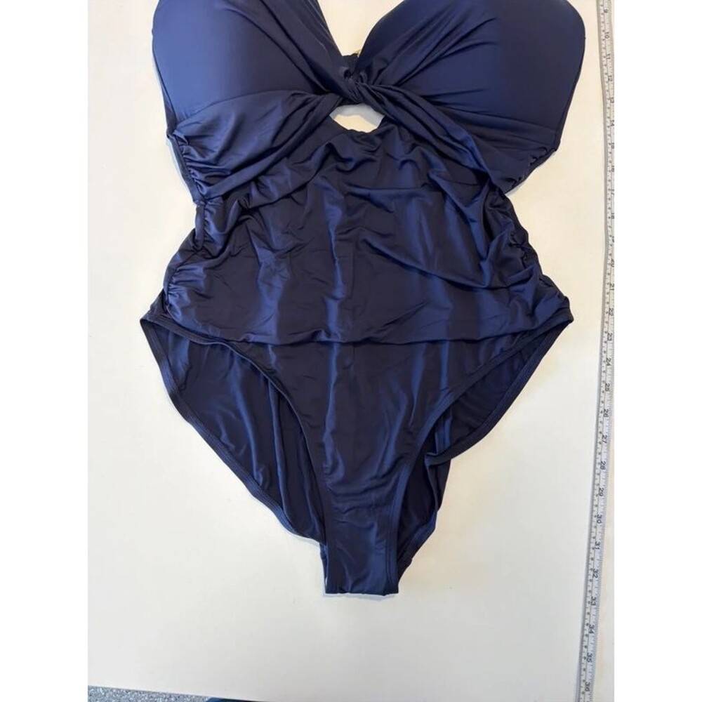 Hilor Women's One Piece Swimsuit Front Twist Keyhole Suit Monokini Tummy Control - Picture 2 of 10